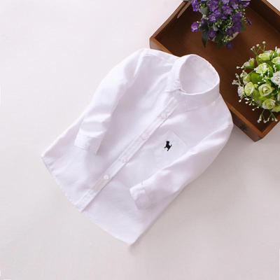 Camicia Bianca Versatile a Maniche Lunghe per Ragazzo per Primavera e Autunno, Età 3-14