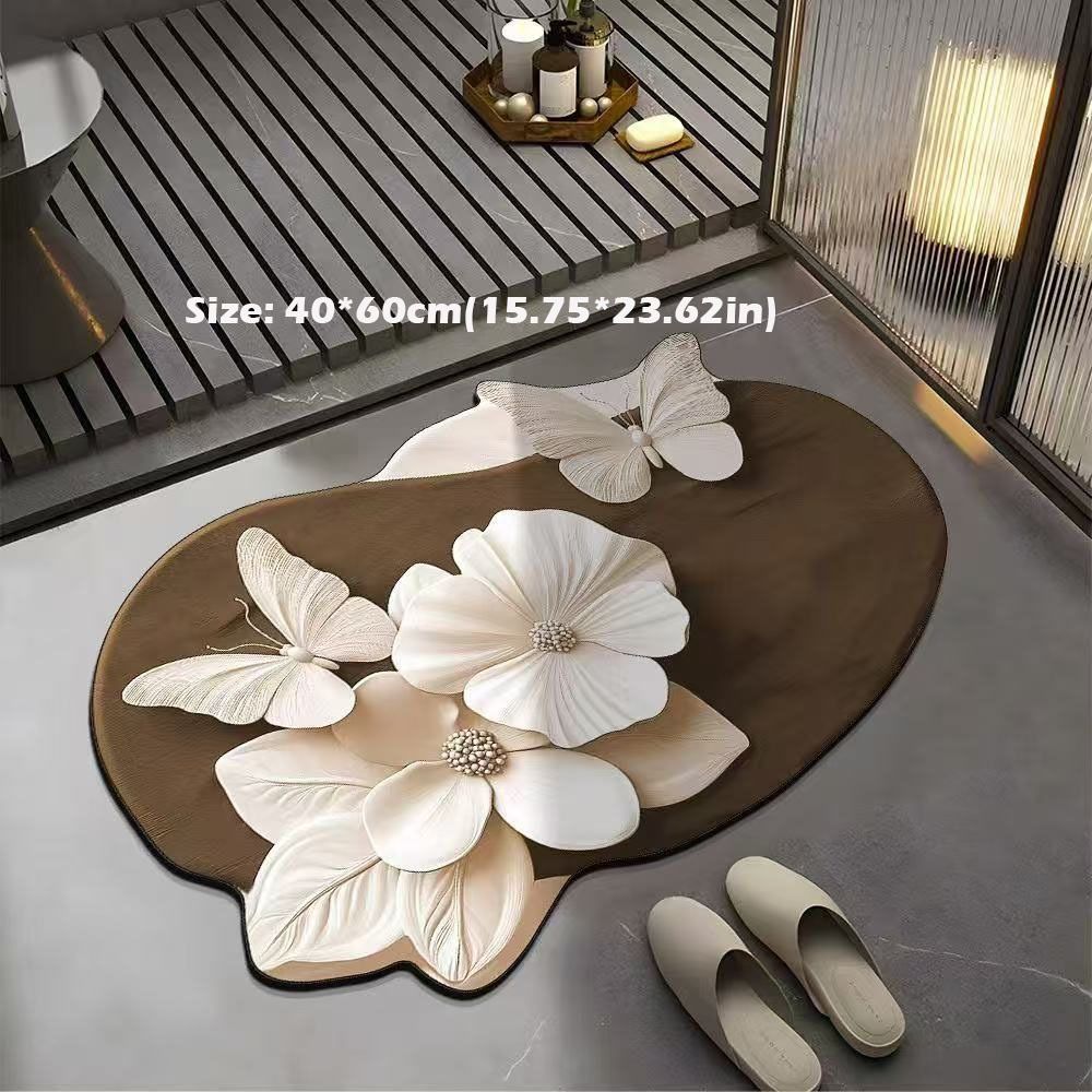 New 3D Realistic Pattern Non-Slip Absorbent Mats Quick-Drying Butterfly Bathroom Mat Comfortable Multi-purpose Rugs Bathroom
