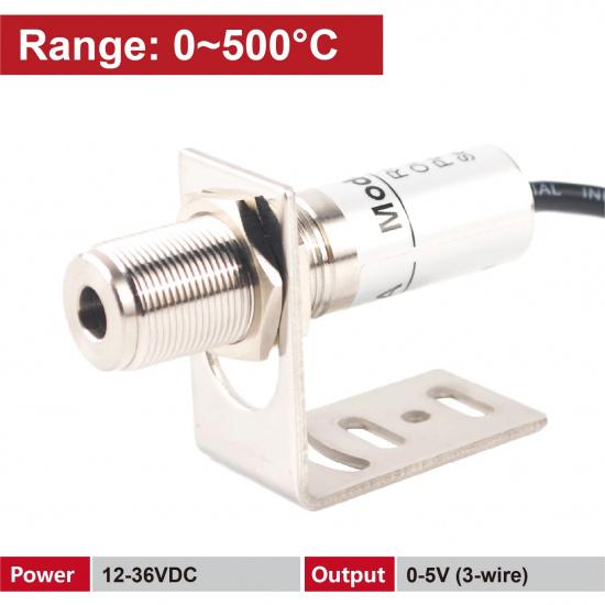 Compact Non-Contact Infrared Temperature Sensor 0-600°C 4-20mA/0-10V/0-5V RS485 Output Industrial Fixed Mount