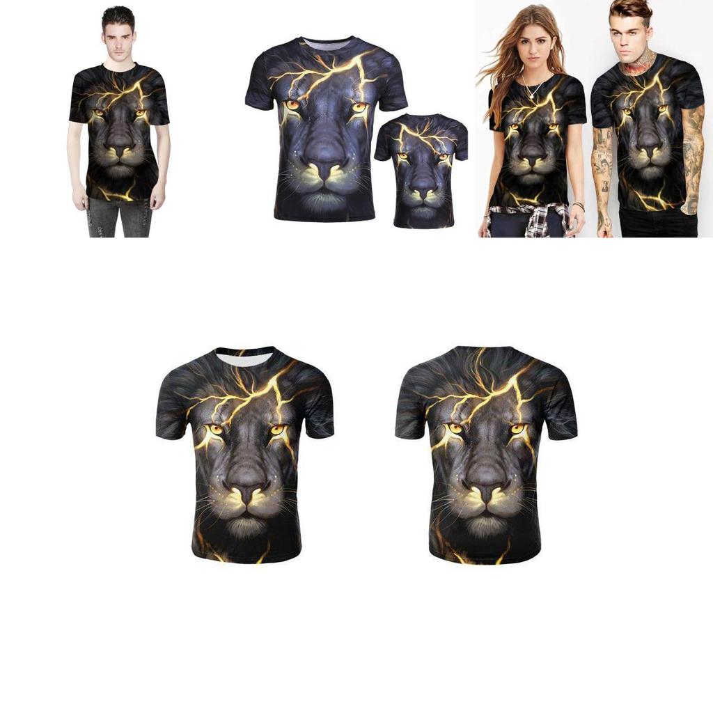 Trendy 3d Printed Lion And Tiger Men's T-shirt Comfortable Loose Fit Summer Wear