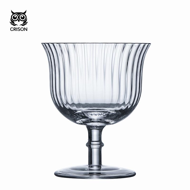 CRISON INF05 Vertical Striped Crystal Glass for Cocktails Home Use - Elegant Glassware for Mixed Drinks And Beverages