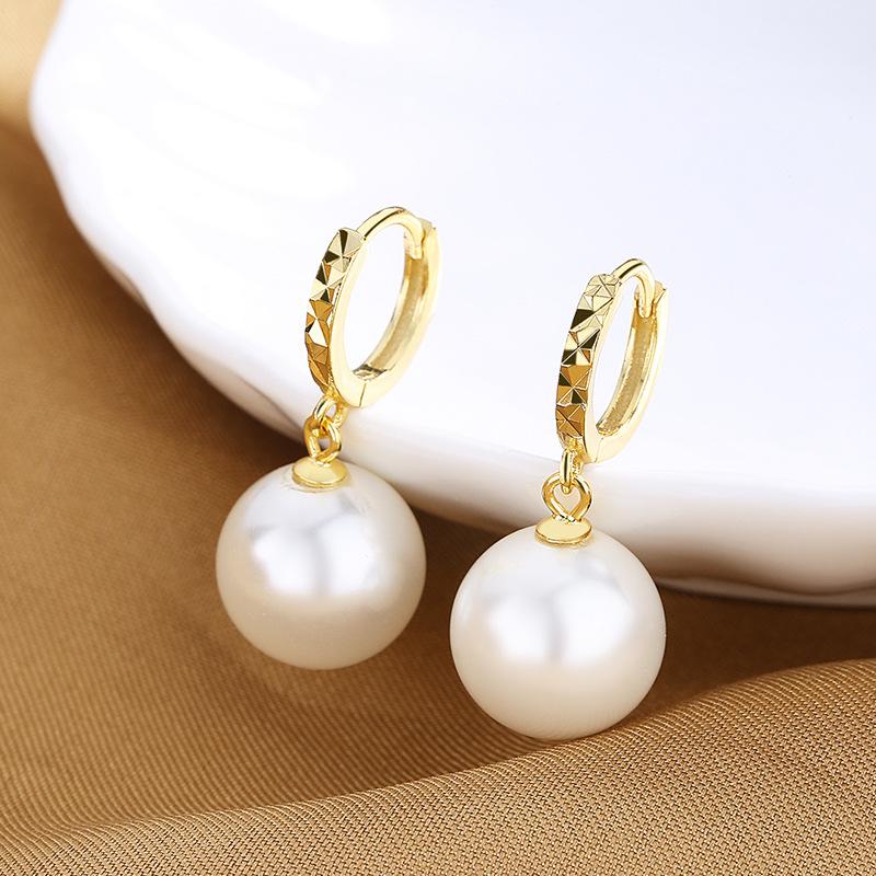 Simple And Versatile Earrings, Shell Bead Earrings, Women S Temperament, Earrings, Car Flower Round Earrings золотой
