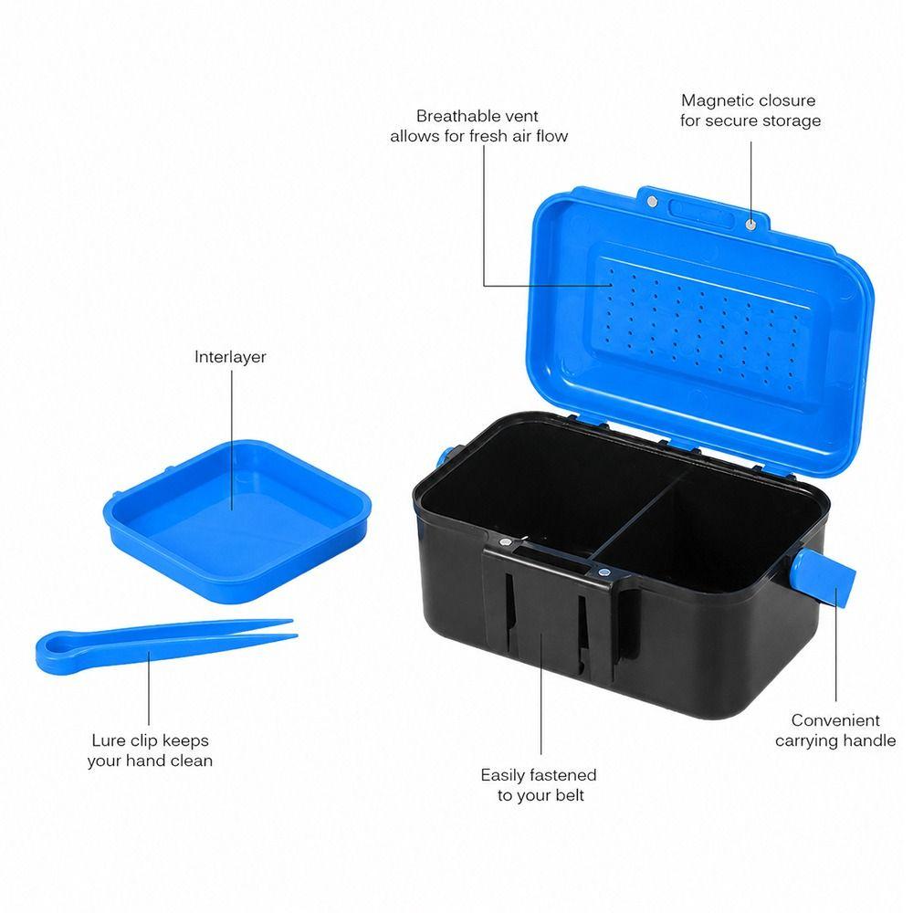 2PCS Plastic Fishing Bait Box with Clip Worm Storage Case Fishing Lure Box  Fishing Accessories