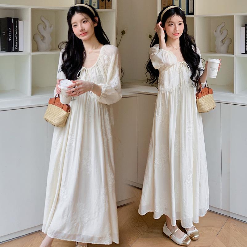 2026 New Style Korean Embroidered Plus Size Maternity Dress for Spring/Summer