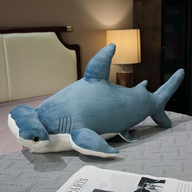 

Large simulated whale doll plush toy marine creature shark hammerhead shark throw pillow children s soothing rag doll 55cm（0.35kg）