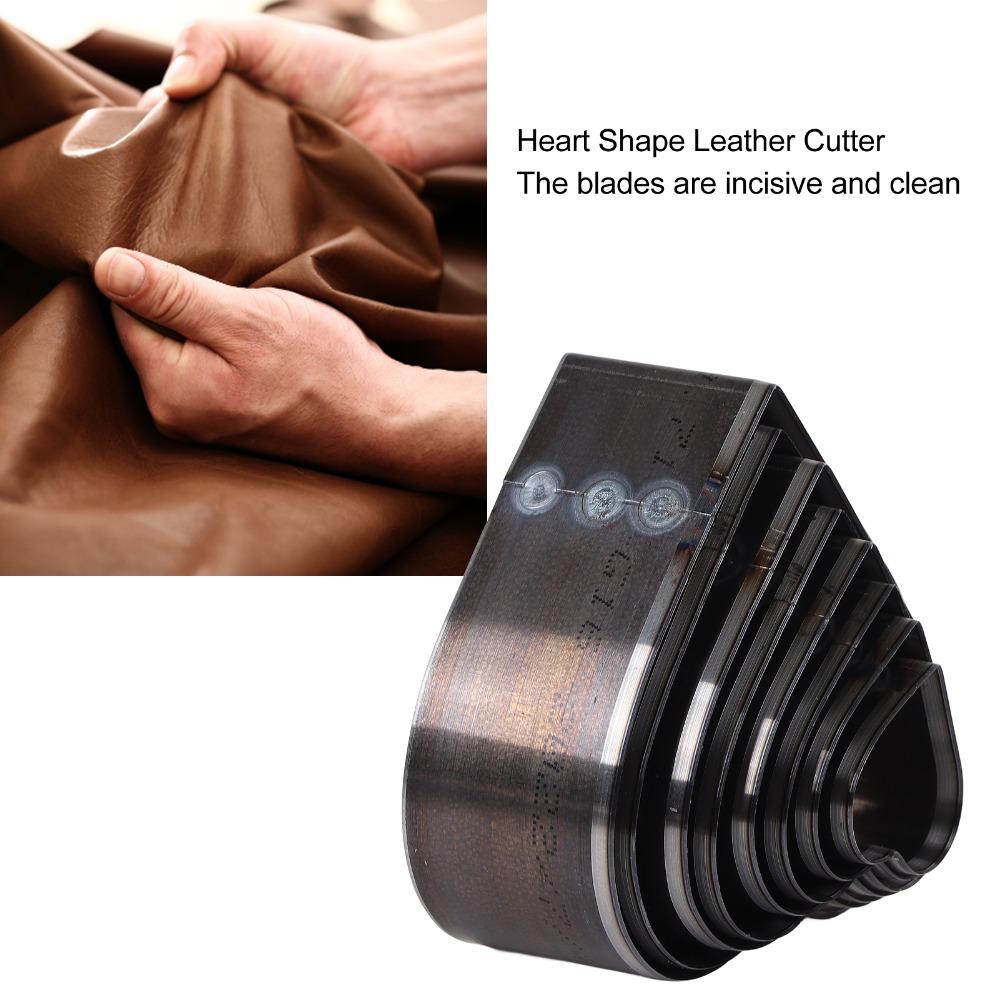 8 ks se úložným boxem Tvar srdce Děrovací nástroj Dutý děrovací set pro kožené výrobky, látku, pěnu