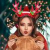 Ruiyele 18Pcs Christmas Reindeer Antlers Headband Cute Glitter Xmas Hair Hoops For Christmas Costume Party Decoration Holiday Ac