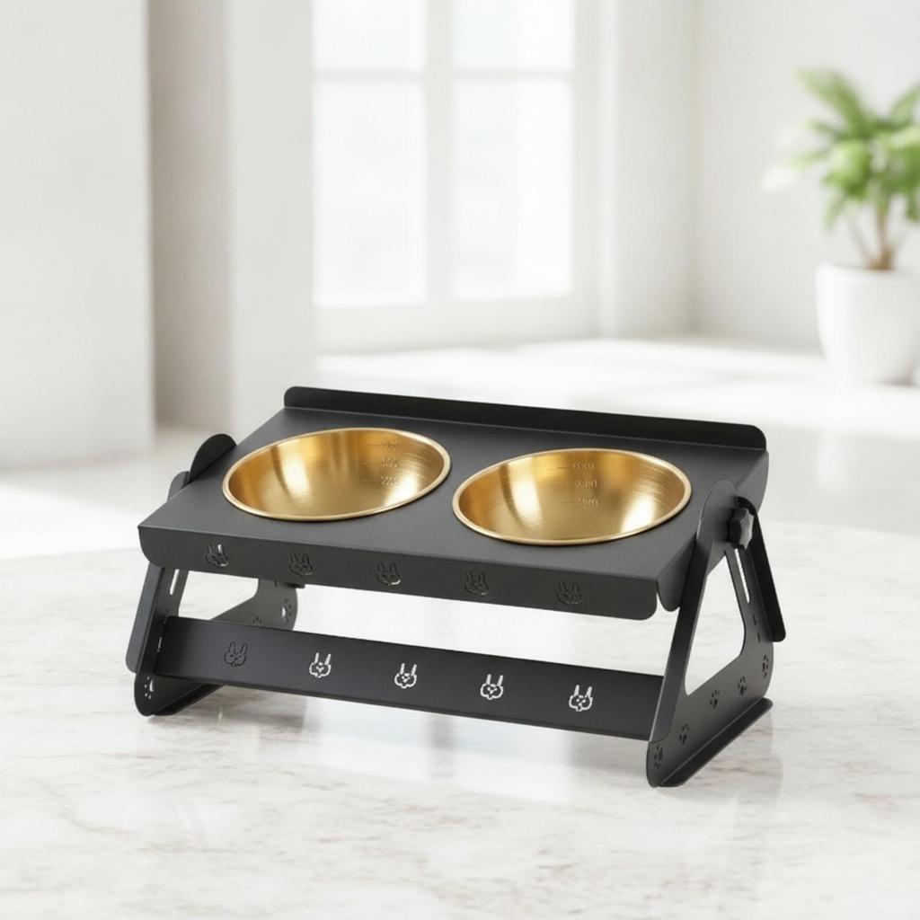 Adjustable Elevated Pet Feeding Stand with Stainless Steel Bowls Ergonomic