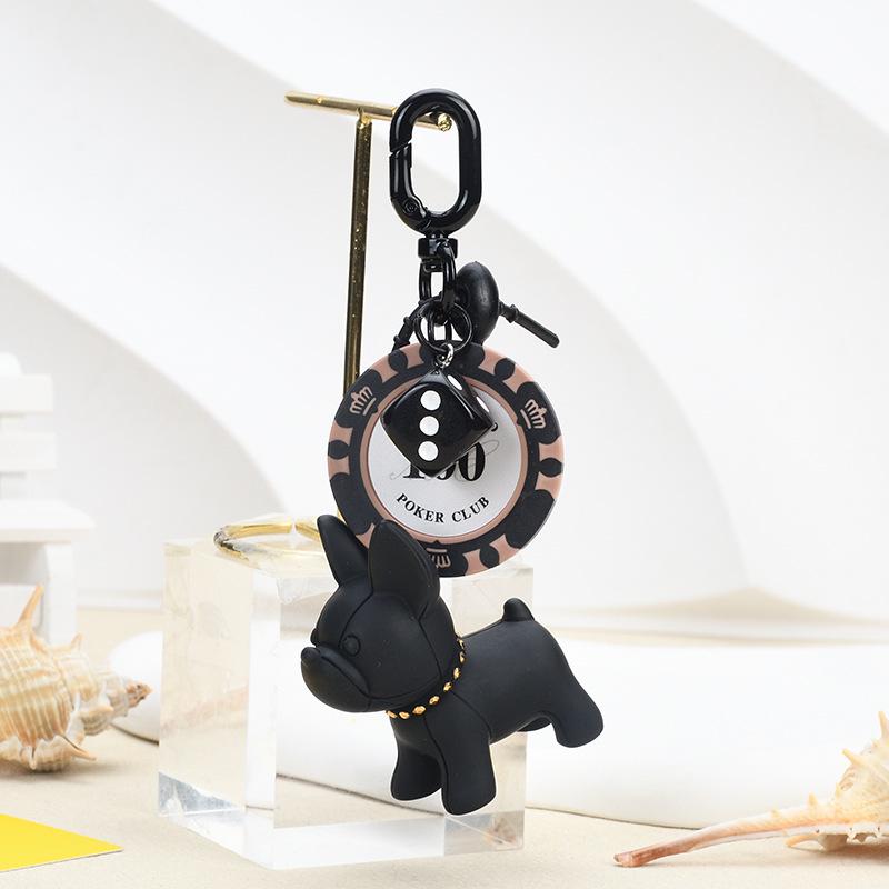 3D French Bulldog Keychain - Cute Dog Figurine for Bags & Cars, Small Gift Pendant