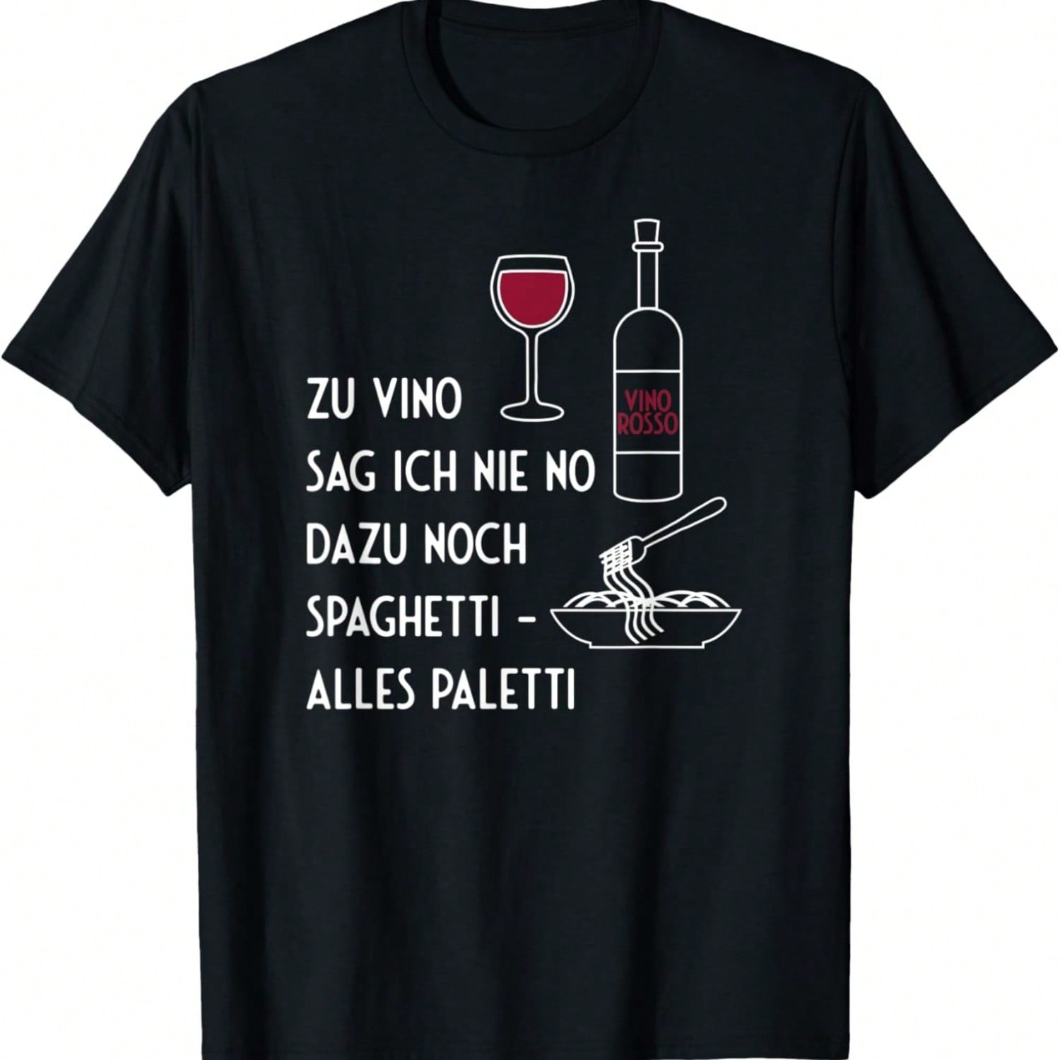Deko Picture Wine Glass Bottle Spaghetti T-Shirt S разноцветный