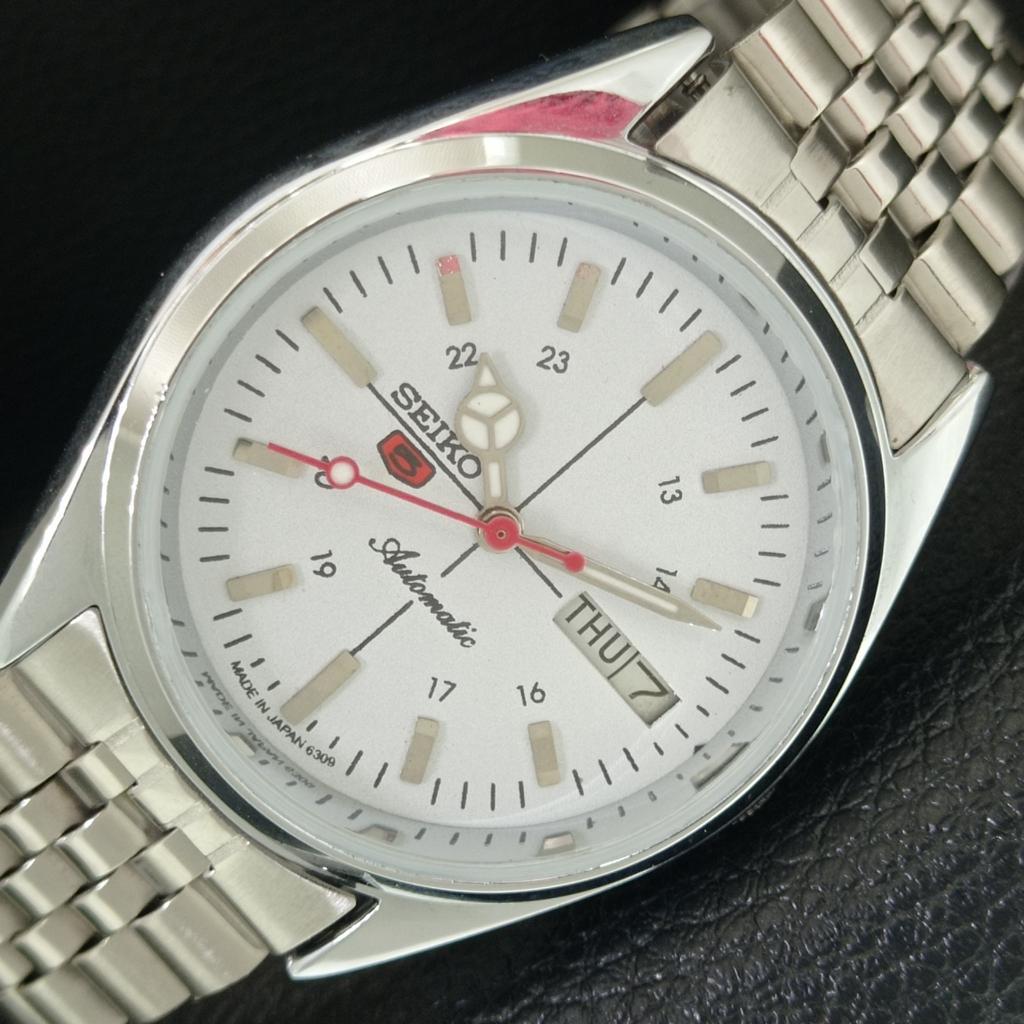 

JAPAN VINTAGE REFURBISHED SEIKO 5 AUTOMATIC 6309A MENS WHITE WATCH a442808-1