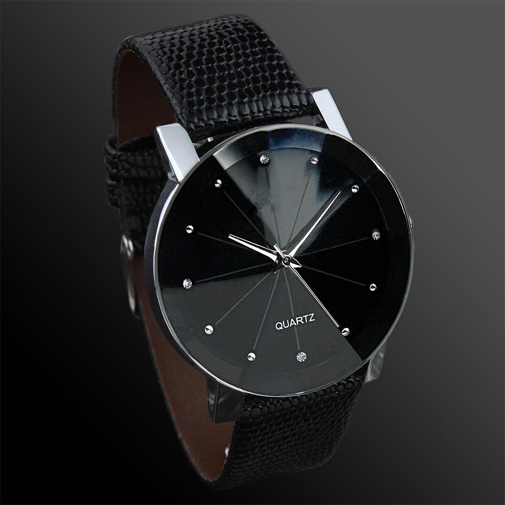 Women Men Couples Simple Casual Diamond Leather Belt Quartz Wrist Watch