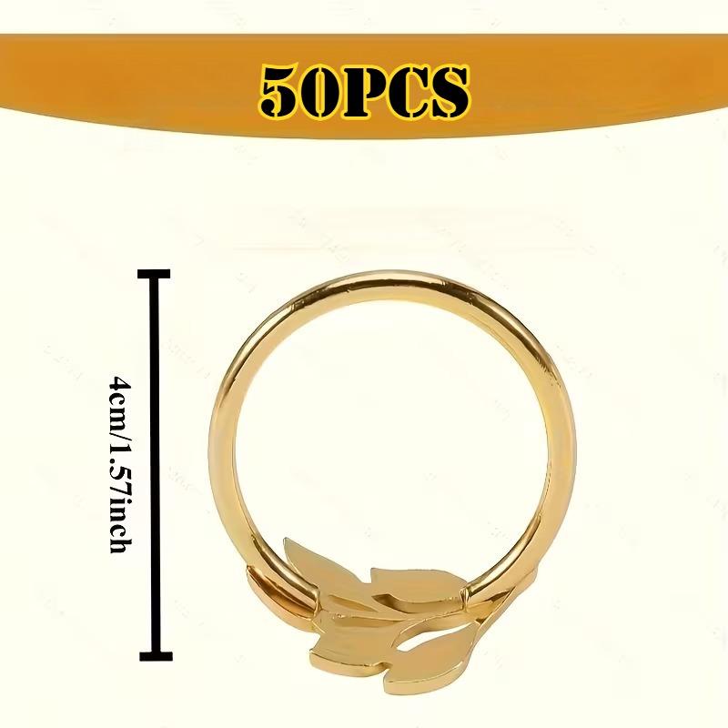 50Pcs Elegant Golden Napkin Rings Zinc Alloy Heat & Cold Resistant Smooth Edges for Wedding Parties & Events Event Napkin Holder