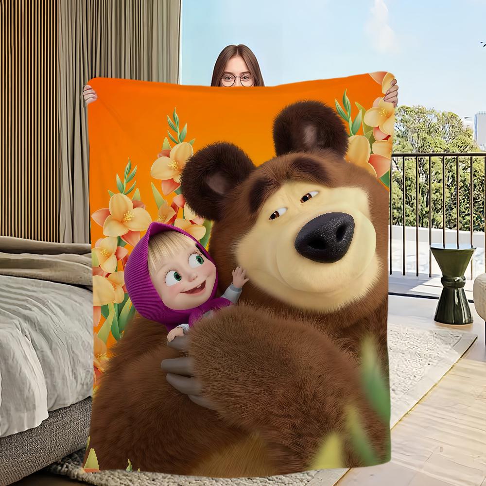 

Мультяшна M-Маша-ЕС та B-Ведмідь-ЕС Ковдра Фланелева теплий комфорт м яка плюшева ковдра Для Пікніка Ліжок Диванів Будинків І Спалень 80x60in