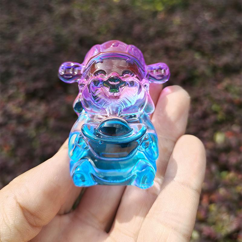 Crystal Glass God of Wealth Ornament: Home & Wedding Decoration Gift