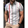 3D Print Stripes Color Block Polo Shirt For Men Colorful Pattern T-Shirts