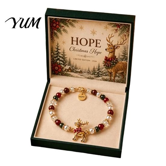 Rust-resistant Bracelet Christmas Bracelets for Women, Santa Claus Elk Snowman Tree Fine Workmanship Beaded Bracelet, Holiday Jewelry Gifts