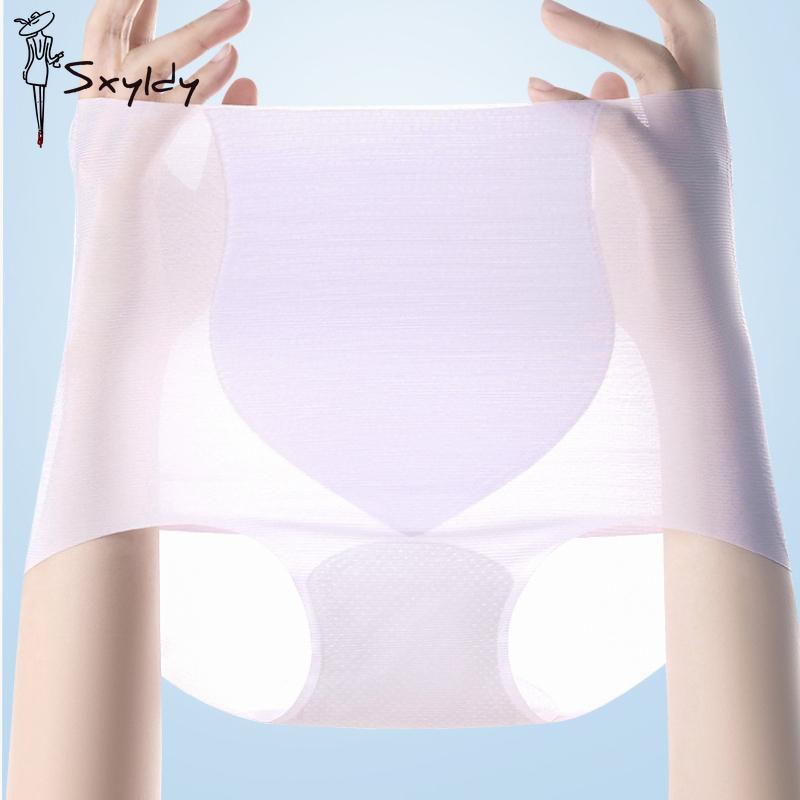 3Pcs High Waist Ice Silk Seamless Underwear Ladies Summer Ultra-thin Sense Quick-drying Panties Women Transparent Briefs