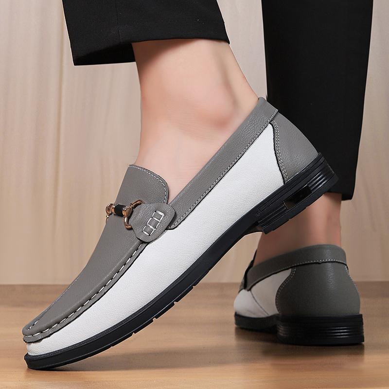 Fashion New Genuine Leather Mens Loafers Stylish Design Moccasins Comfy Men's Casual Slip on Shoes Hollow Breathable Male Driving Flats