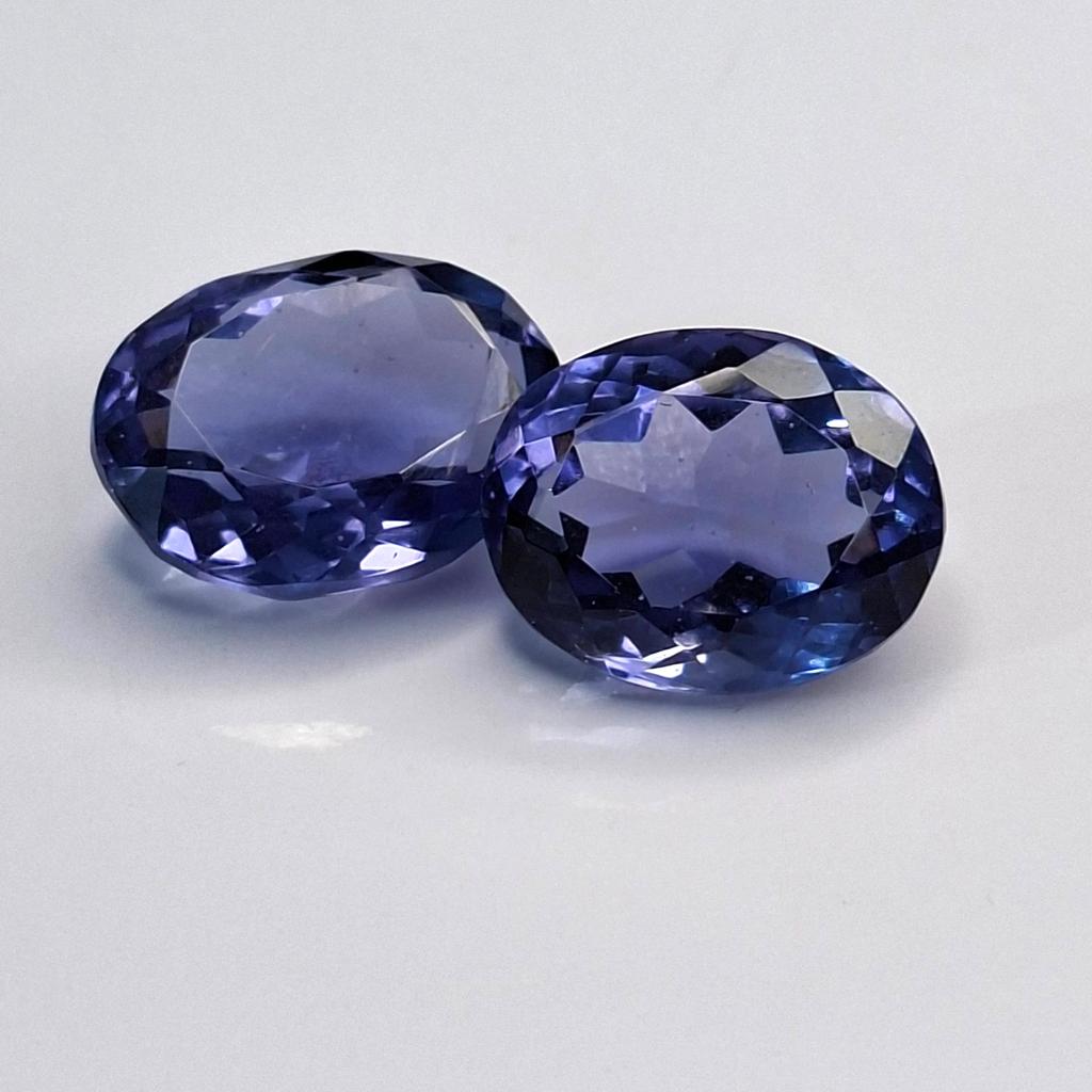 Oval Cut Natural Blue Iolite 19-21 Ct Pair Beautiful Certified Loose Gemstone