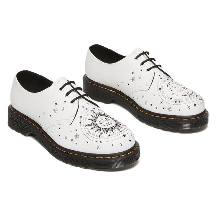 Dr. Martens 1461 Leather Embroidered Design Low-Top Casual Shoes Unisex Casual Shoes White 27851100