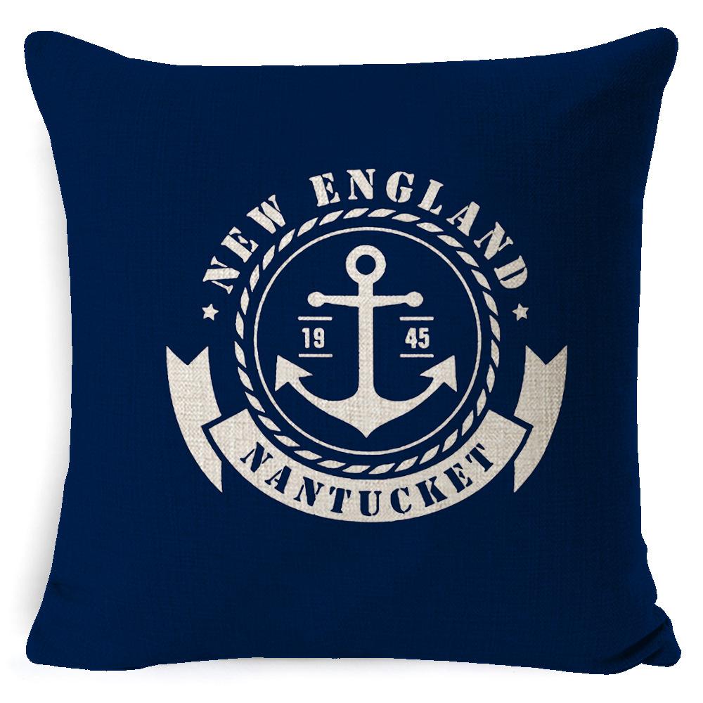 Cushion Cover Ocean Anchor Linen Pillow Cover Simple Sailing Sofa Living Room Pillow Cover Premium Durable Quality