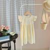 Exquisite Floral Embroidered Cotton Puff Sleeve Girls' Dress - Korean Style Summer 2026 Princess Skirt