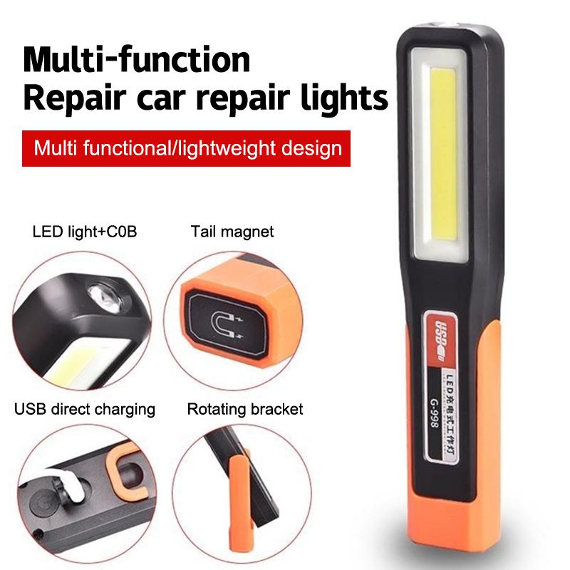 Multifunctional Powerful Cob Led Work Light Portable Rechargeable Flashlight Magnetic Torch Emergency Light Warning Light