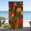 Vintage Tiger Floral Beach Towel Large Soft Absorbent Towel Boho Ethnic Style Animal Print Quick-Dry Lightweight Towel