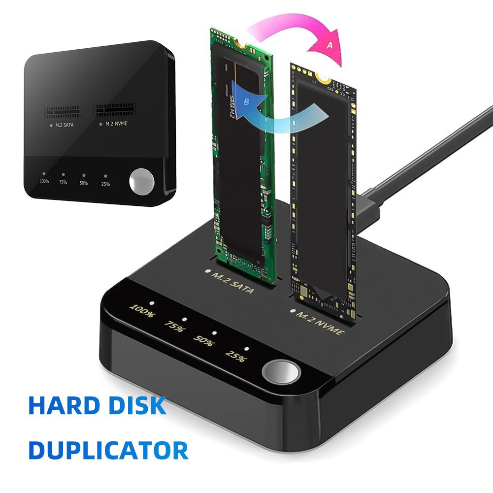 M.2 SATA/NVMe Hard Disk Copier Dual-Bay Offline Clone Hard Drive Docking Station Clone Duplicator M.2 SSD Hard Disk Duplicator