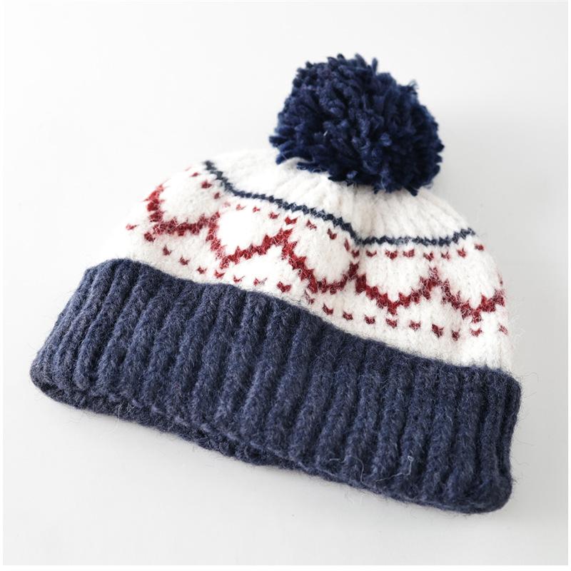 Women S Vintage Jacquard Knit Hat With Pom Pom Warm Ear Protection Cute Versatile