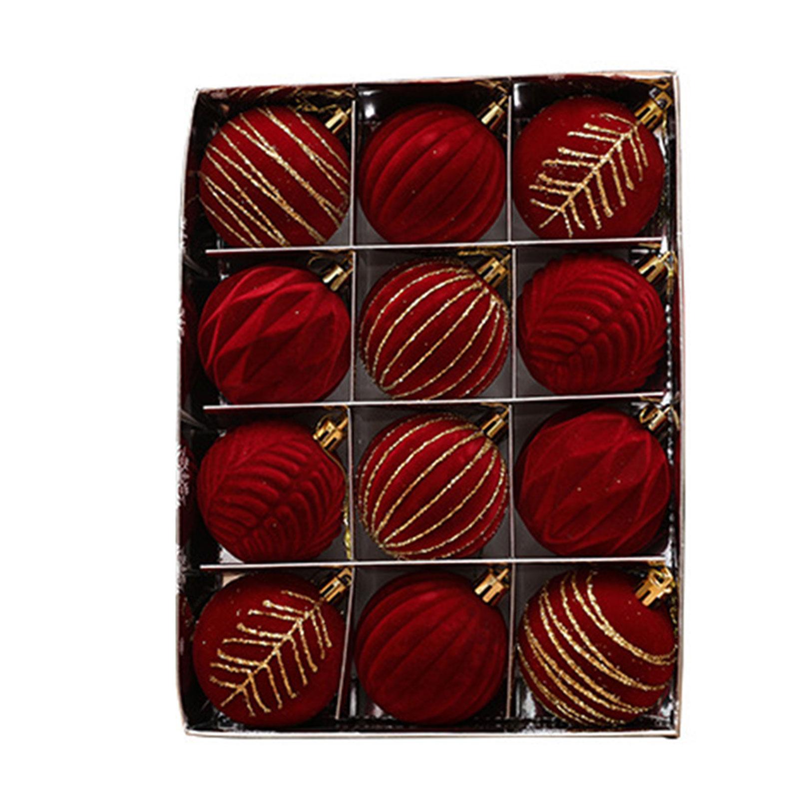 

12 шт. праздничных рождественских безделушек, набор бархатных расписных украшений для сезонного украшения елки, праздничного декора C