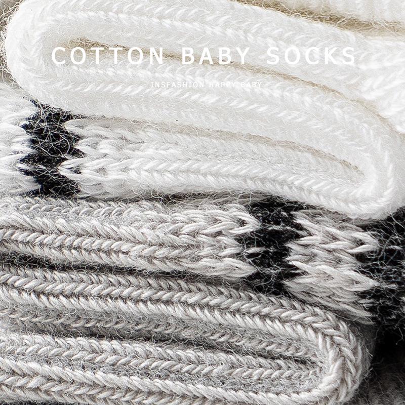 Combed Cotton Mid-Calf Socks for Newborns & Toddlers (0-3 Years), Breathable & Boneless