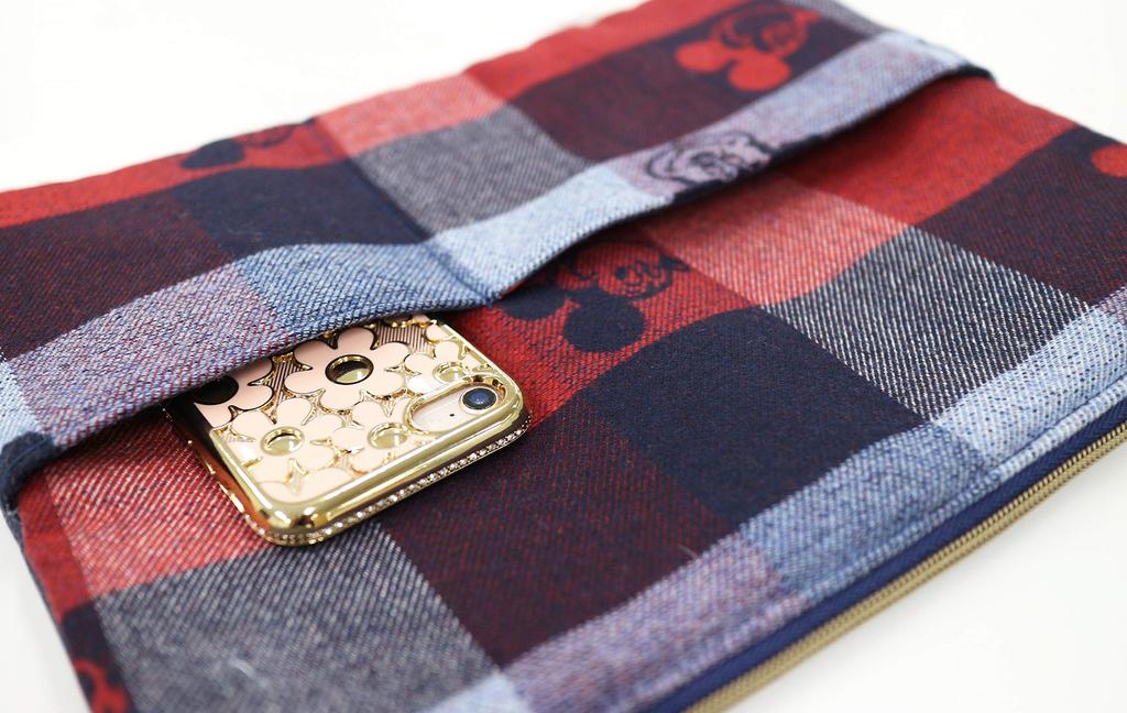 Marushin Disney Mickey Mouse Clutch H25 X Traditional Made with Wool Fabric by 2335017000 Bag, W33cm, Check, MOON, UK,