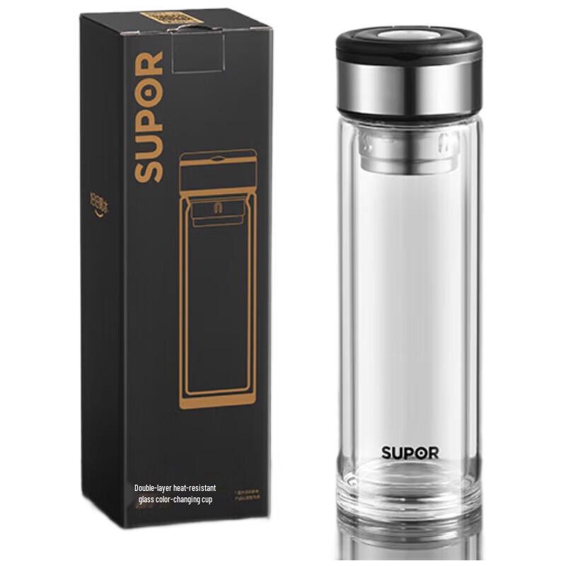 SUPOR KCG40BR10 Double-Wall Glass Handle Mug 400ml