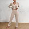 Damen Hauskleidung Pyjama Langarmhose Locker und Bequem Sexy Spitze Zweiteiliges Set