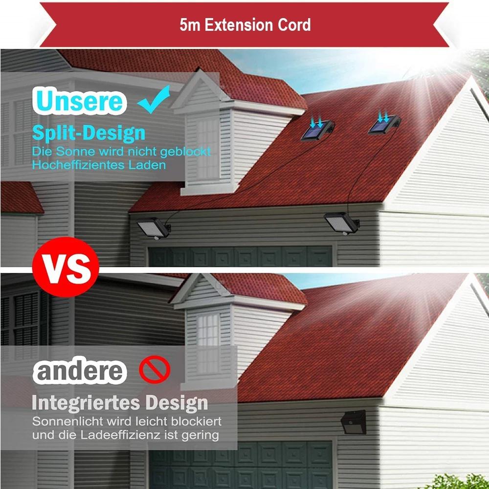 COB LED Solar Wandleuchte PIR Bewegungsmelder Flutlicht Wasserdichte Gartenlampe für den Außenbereich für Gartendeko Weg Straße Solarlampe