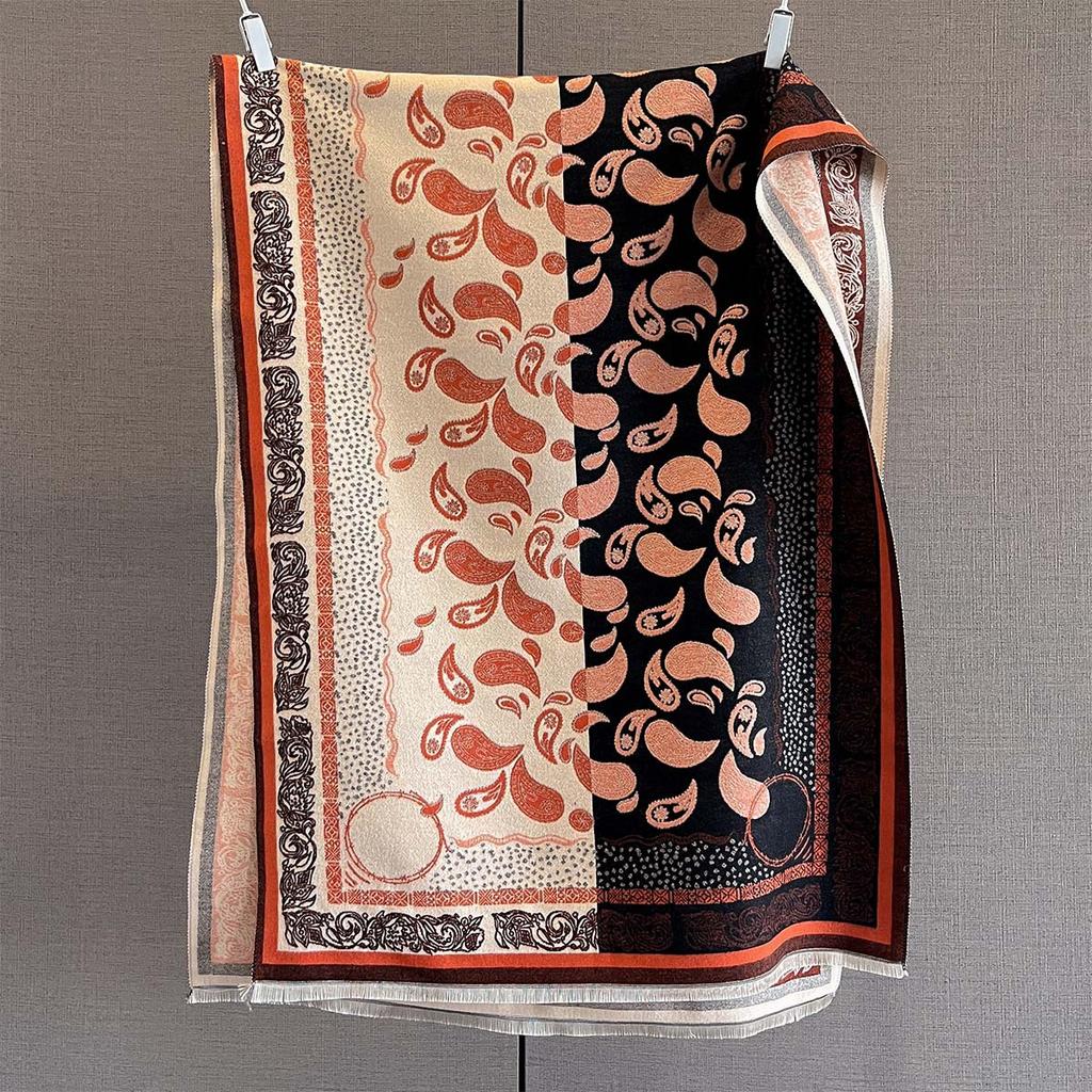 Paisley Print Cashmere Feel Pashmina Women Bufanda Blanket Winter Autumn Outdoor Keep Warm Large Shawls Wraps Tassel Lady Poncho