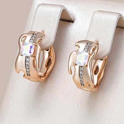 Orecchino a goccia Kienl quadrato colorato in zircone naturale per donna, colore oro rosa, accessori da matrimonio, gioielli fini da indossare ogni giorno
