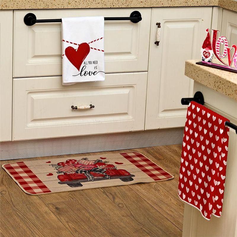 M-Modern-Valentine's Day Kitchen Towels Set Of 2, Love Valentine's Day Dish Towels 3D Printed Towels Durable Easy To Use 43X66cm