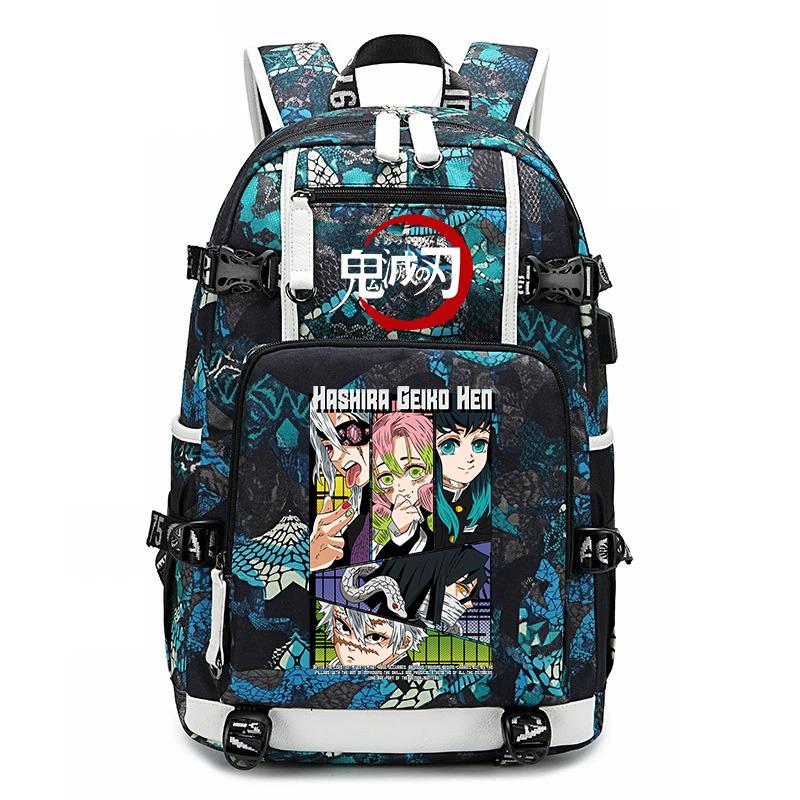 Demon Slayer Anime Print School Backpack Large Capacity Travel Bookbag for Boys Girls Kids Student