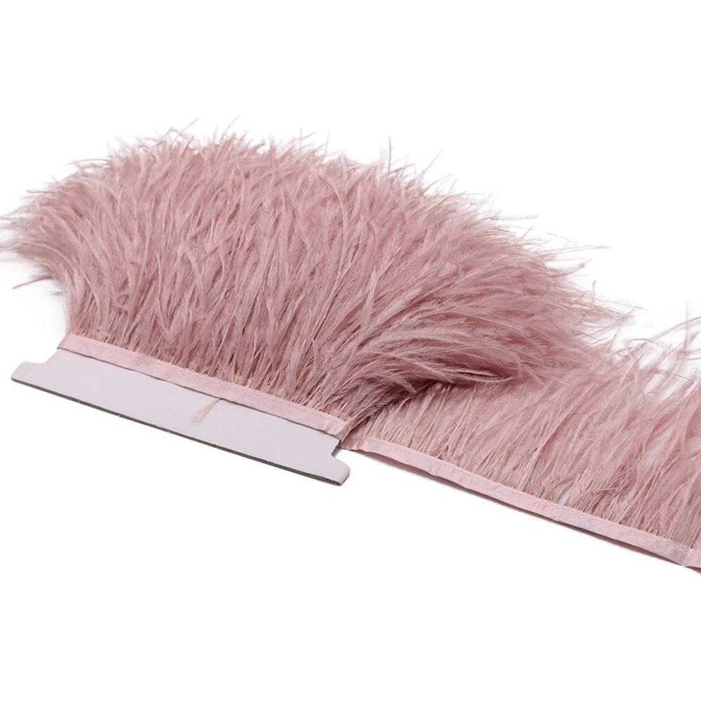 1Meter Natural Fluffy Ostrich Feathers Trim 8-10Cm Red Ostrich Plumes Craft Ribbon For Wedding Dress Sewing Clothing Decoration