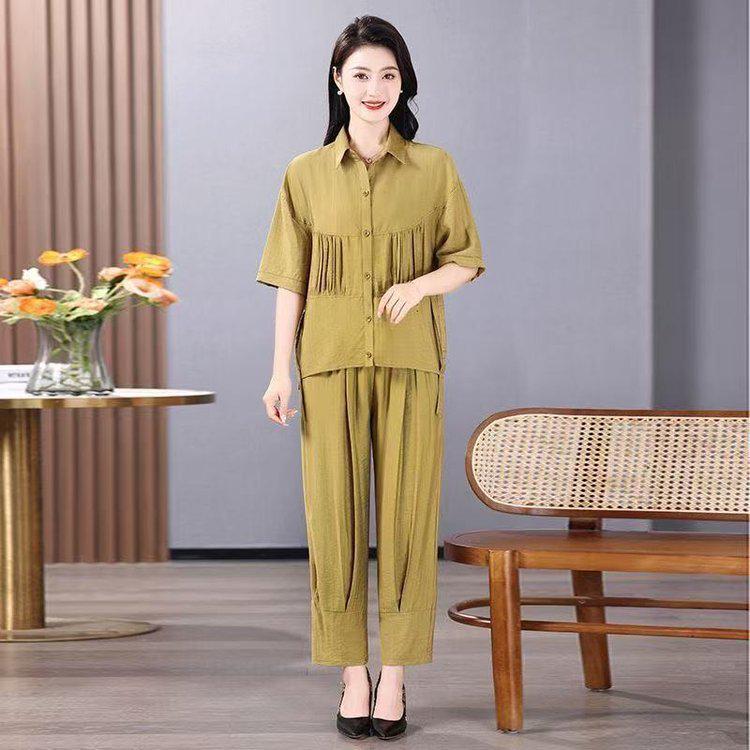 

Spring/Summer 2026 Elegant Slimming Casual Suit for Moms 4XL (135-150 jin) жовтий/імбирний