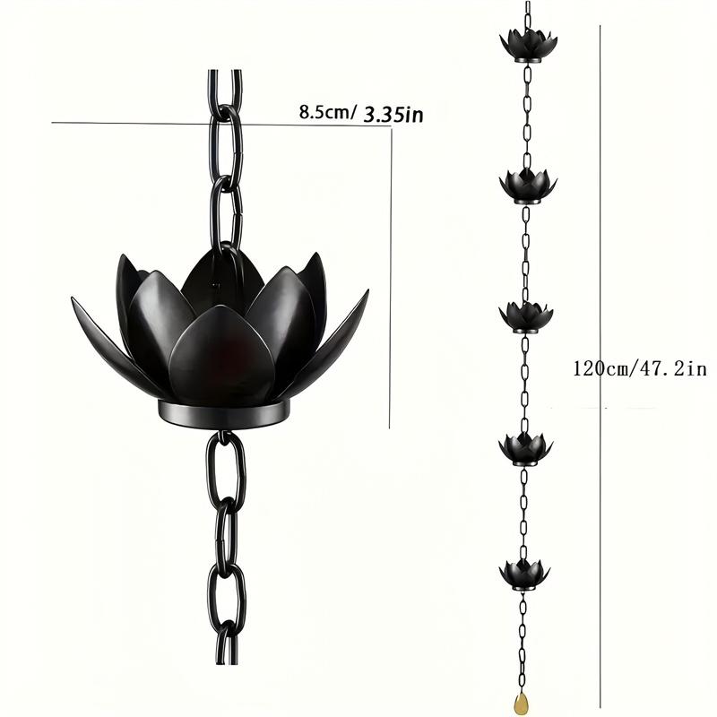 Outdoor Chain Flower Rain Chain Outdoor Garden Chain Decoration Drain Black Gold Lotus Rain Chain
