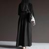 Elegant Long Sleeve V Neck Sundress Women Casual Loose Long Dress Solid Color Fashion