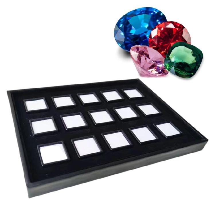 Multipurpose Velvets Lined Acrylic Jewelry Storage Case 15 Square Slots Perfect for Retail Display and Home Organization