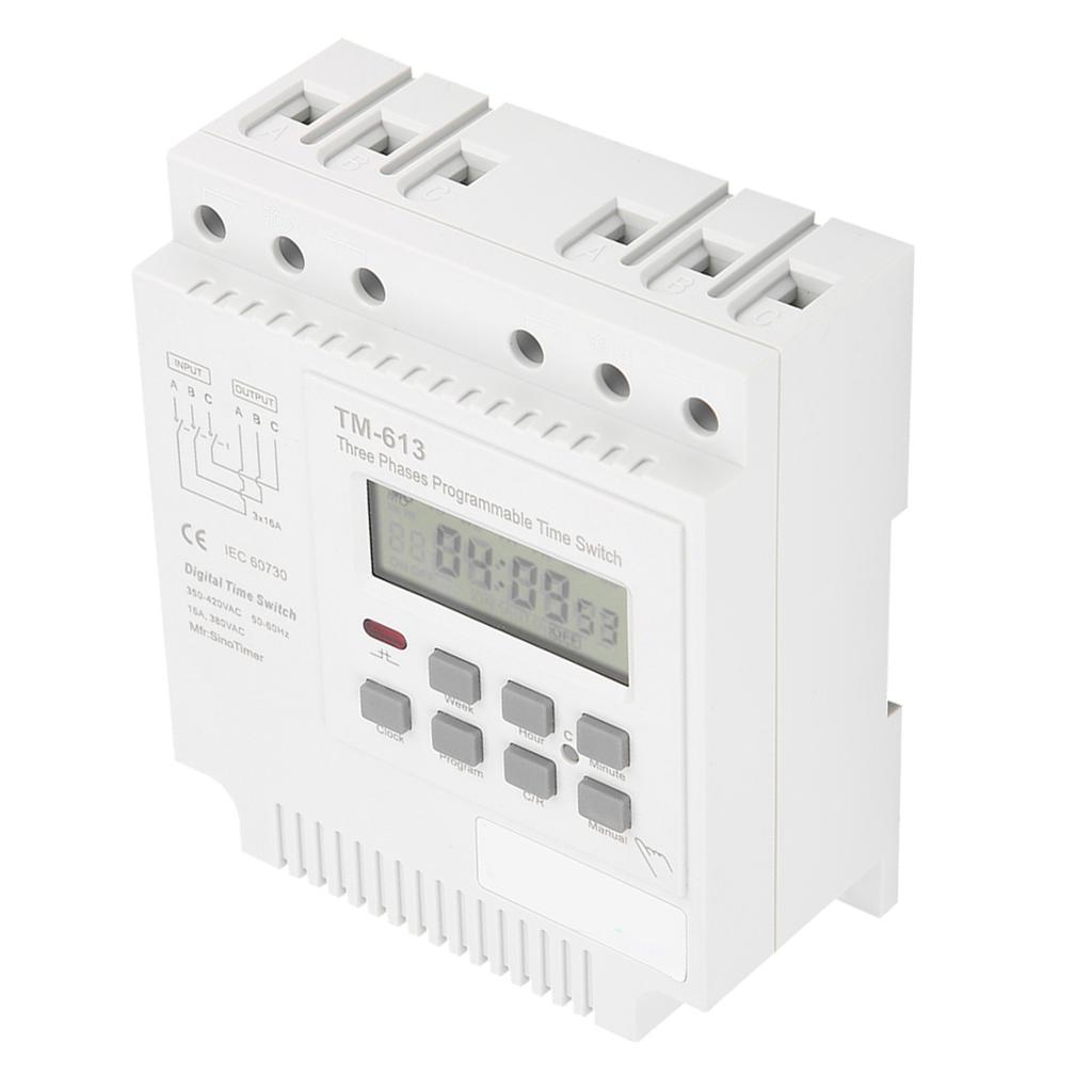 Digitaler Zeitrelais TM-163 Dreiphasig 380V 50-60Hz Intelligenter Digitaler Wöchentlich Programmierbarer Steuerungs-Stromzeitgeber-Schalter Mini-Zeitschalter