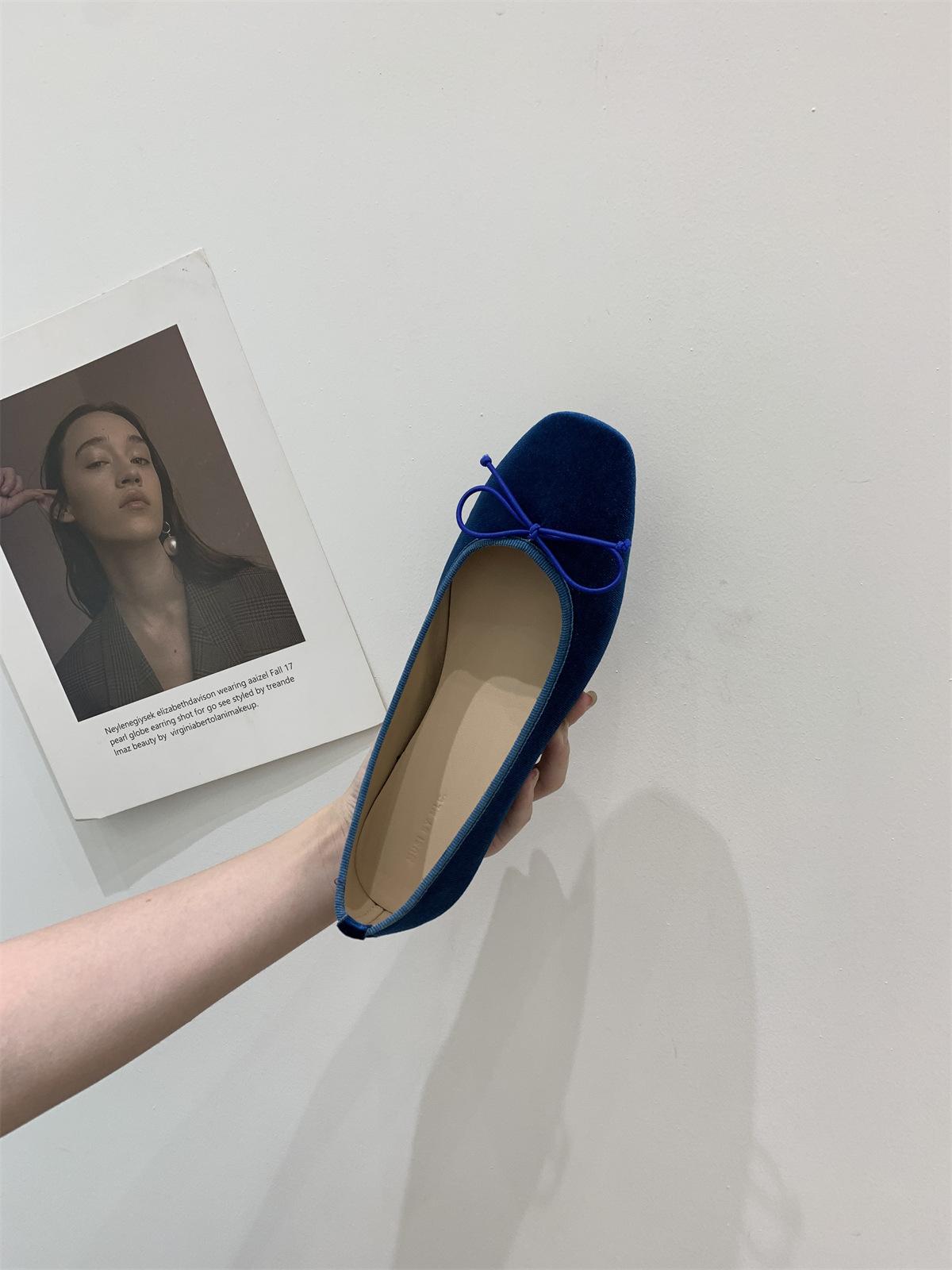 

Мода IPPEUM Женские бархатные балетки с круглым носком Туфли для женщин 2025 Новые леопардовые туфли Мэри Джейн Балетки Zapatos Mujer 245 королевский синий