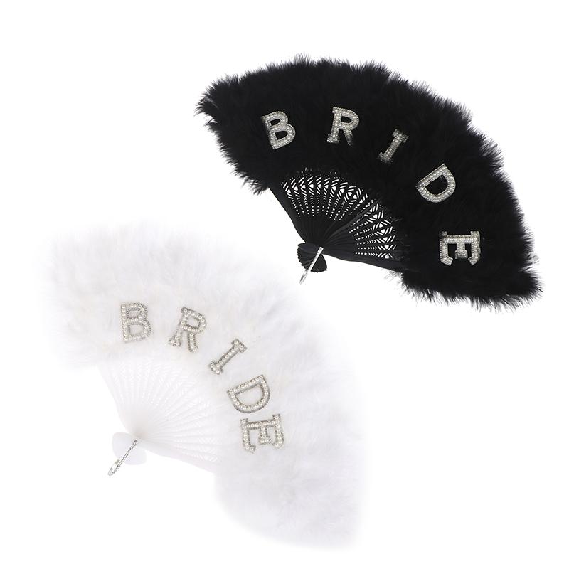 Hand Fan Photography Prop Feather Retro Style Folding Fan For Wedding Party Bride Hand Held Fan Decoration For Dance And Show