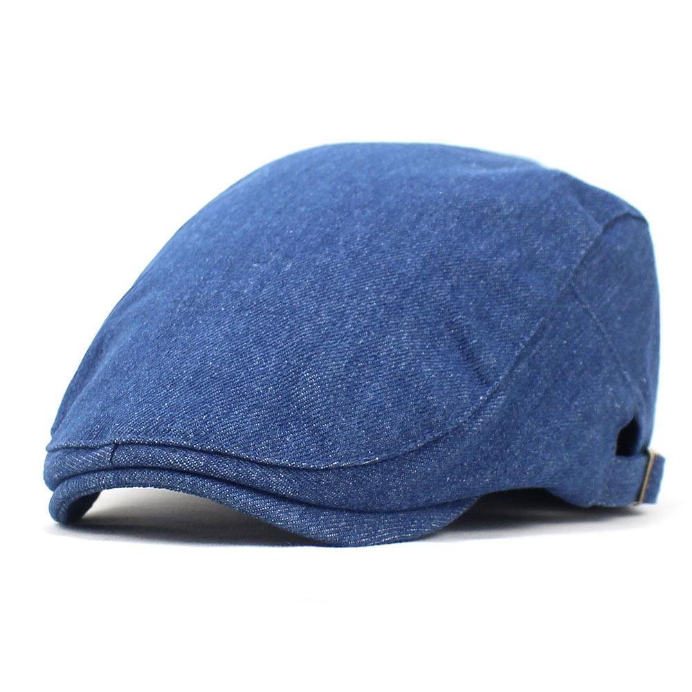 Washed denim hat men's and women's fashion denim beret cap forward hat